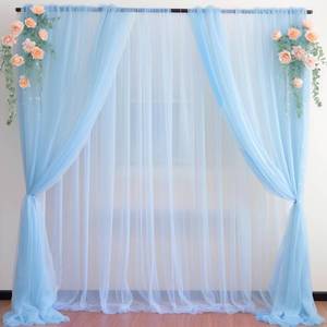 lot 12015 image: PARTISKY 20ft X 10ft Baby Blue Tulle Backdrop Curtain for Parites, Sheer Backdrop Curtains Fabric Drapes for Wedding Ceremony Arch Party Stage Decorations