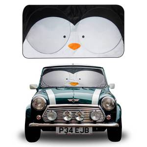 lot 12017 image: FH Group Small Foldable Penguin Print Car Windshield Sun Shade - Portable Reflective Sun Visor for Sedans, SUVs, and Trucks Black