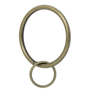lot 12030 image: Ivilon Drapery Eyelet Curtain Rings - 2 Ring Loop for Hook Pins, Set of 14 - Antique Brass