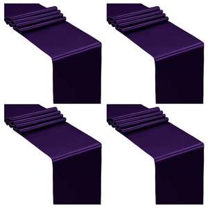 lot 12031 image: SiinvdaBZX 4 Pcs Purple Satin Table Runner 12 x 108 inches Long, Bright Smooth Satin Wedding Table Runner Decorations for Birthday Parties, Buffet, Banquets, Graduations, Engagements