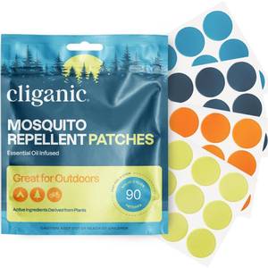 lot 12046 image: Cliganic Mosquito Repellent Stickers (90 Pack) - Patches for Kids & Adults, Natural DEET-Free, Citronella Essential Oil Infused