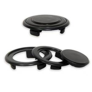 lot 12047 image: CESTOUALL Umbrella Hole Ring Plug Set, Table Hole Cover, Umbrella Table Ring, for Tempered Glass Outdoors Table (Pack of 2, Black)
