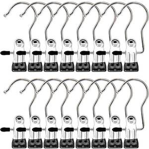 lot 12060 image: Boot Hangers Clips, 16 Pack Laundry Hooks Hanging Clips Clothes Pins Closet Hanger Organizer Clamps Socks Towel Clips Heavy Duty Clothespins Bulk Hanger Clips for Closet Travel Pants Socks Handbags