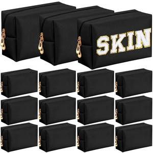 lot 12063 image: Kigeli 15 Pcs Aesthetic Makeup Bags PU Leather Cosmetic Pouches Waterproof Plain Toiletry Bags Makeup Pouches Bulk for Women Party Gift Travel Storage Organizer (Black)