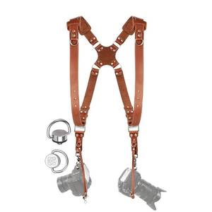 lot 12064 image: C Coiro Camera Harness for 2 Cameras �� Dual Shoulder Leather Camera Strap �� Double Camera Harness for DSLRSLR, Camera Straps for Photographers of All Levels, Padded StrapsColor Tan