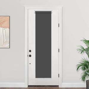 lot 12066 image: LazBlinds 100% Blackout Cordless Roll Up Blinds, Thermal Insulated Light Blocking Shades for Front Door & Patio Sidelight, 14 W x 70 L, Black, 1Pcs
