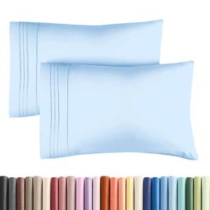 lot 12069 image: Queen Pillow Cases Set of 2 - Ultra Soft Hotel Quality Pillowcase Covers - Comfy, Cozy & Wrinkle Free - Shrink, Stain & Fade Resistant - Machine Washable Pillow Protectors - 2 Piece Set - Light Blue