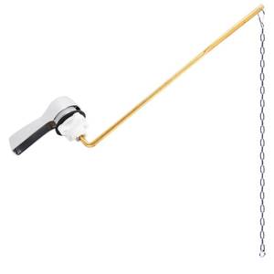 lot 12083 image: Hibbent Universal Metal Front Mount Toilet Handle Replacement Kit, Brass Toilet Flush Tank Lever with Stainless Steel Flapper Chains for Most Toilets, Chrome