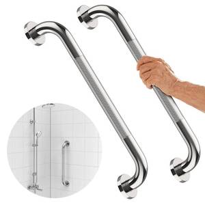 lot 12085 image: Anti-Slip Chrome Grab Bar 16 Inch, iMomwee 2 Pack Stainless Steel Bathroom Grab Bar wKnurled Grip, Safety Shower Grab Bar for Wall, Toilet Balanced Support Bar Bathtub Assist Handle for Elderly