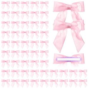 lot 12098 image: Daifunli 60 Pcs Satin Ribbon Bows 3 x 3 inches Self Adhesive Satin Bows for Gift Wrapping Premade Ribbon Bows with Double Sided Tape for Crafts Birthday Christmas Party Gift Wrap (Pink)