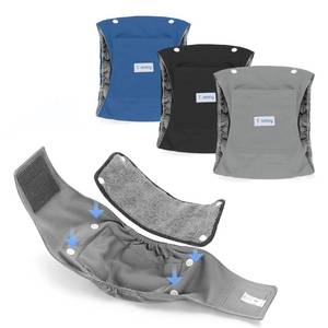 lot 12099 image: Teamoy Belly Bands for Male Dogs with Removable Pads, Reusable Washable Puppy Dog Diaper Wraps with Gray Lining(Pack of 3),L1