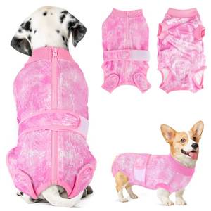 lot 12100 image: Lukovee Recovery Suit for Dogs, Zipper-On Onesie for Female Male Dog, Abdominal Wounds Cone E-Collar Alternative, Prevent Licking Spay (4XL, Pink Tie-dye)