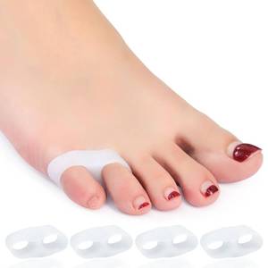 lot 12102 image: Zinyakon Two Hole Gel Small Toe Separator, 12 Pcs Little Toe Spacer for Overlapping Toe, Calluses, Blister, Relieve Foot Pain, Pinky Toe Corrector for Little Toe Bunion Pain