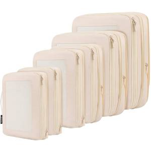 lot 12108 image: BAGAIL 4 Set6 Set8 Set Compression Packing Cubes Travel Accessories Expandable Packing Organizers (Square Mesh, 06-Beige)
