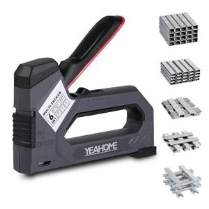 lot 12110 image: YEAHOME 6-in-1 Staple Gun Heavy Duty, Upholstery Manual Brad Nailer Power Adjustment Stapler Gun with 5000 Staples for Fixing Material, Wood, Crafts, Carpentry, Decoration DIY