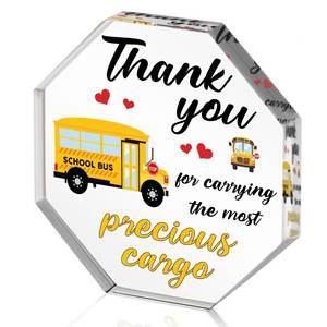 lot 12119 image: WATINC Bus Driver Appreciation Gifts - Thank You School Bus Drivers Gift for Women Men, Acrylic Octagon Graduation Awards Table Centerpiece Sign, Thanks Buses Driver Desk Decor for Farewell Birthday