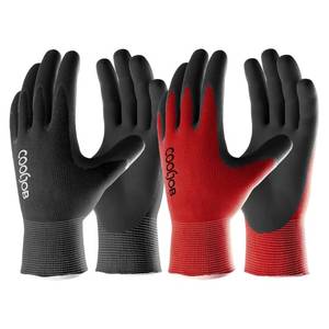 lot 12121 image: COOLJOB Gardening Gloves for Men, 2 Pairs Breathable Rubber Coated for Garden Weeding Landscaping, Outside Work for Lawn Yard, Mens Large Size, Black & Red