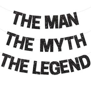 lot 12123 image: BEISHIDA Black Glitter The Man The Myth The Legend Banner,Birthday Decorations for Men,Retirement Banner,Pre-Strung Birthday Party or Retirement Party Supplies(No DIY)