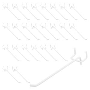 lot 12132 image: uxcell 50 Pcs Heavy Duty Pegboard Hooks, 4-inch Shelving Hooks for 14 Pegboard, Pegboard Display Hook Holder Organizer for Garage, Office, and Kitchen, White