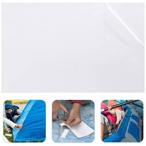 lot 12416 image: Syhood Extra Large Pool Liner Repair Patch 2.8 ft x 4.1 ft Clear Self Adhesive Vinyl Pool Patch Repair Kit for Christmas Bounce House Above Ground Pools Inflatable Floats Toys Snow Tube