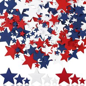 lot 12418 image: Bucherry Wood Stars Decorations Red White Blue Wooden Crafts Patriotic Star Shaped Tiered Tray Ornaments 4th of July Veterans Day Labor Independence Memorial(240 Pcs,0.4, 0.8, 1.2 Inch)
