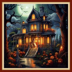 lot 12426 image: Foxdiviy Stamped Cross Stitch Kits Full Range of Embroidery Needlework Starter Kits for Beginners Adults 11CT Embroidery Patterns Art Crafts DIY Needlepoint Kits-Magic House 18x18 inch