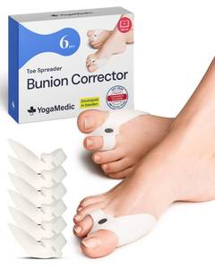 lot 12442 image: YOGAMEDIC� Bunion Corrector Toe Separator with Adjustable Gel-Pad to Spread & Stretch 6Pcs for Hallux Valgus & Bunion Support- 0% BPA Soft Silicone One-Size Pads Protector for Overlapping Toes Unisex