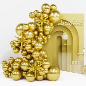 lot 12446 image: PartyWoo Metallic Gold Balloons, 110 pcs 22 Inch Star Balloons and Gold Balloons Different Sizes Pack of 18 Inch 12 Inch 10 Inch 5 Inch for Balloon Garland as Birthday Decorations, Party Decorations
