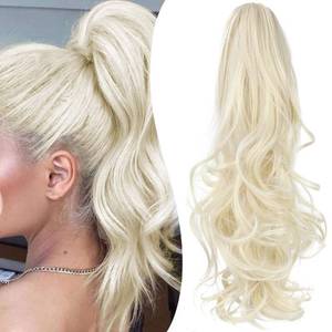 lot 12448 image: Mitrygreen Claw Clip Ponytail Extension 18 Clip in Wavy Ponytail Hair Extensions Long Pony Tails for Women Extensions Platinum Blonde Wave Hairpiece