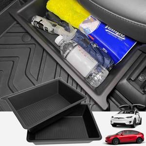 lot 15283 image: Qlhshop Model XY Under Seat Storage Organizer for Tesla 2025 2024 2023 2022 2021 2020 Interior Accessories - ABS  TPE Bunk Hidden Front Underseat Storage Box Bin, Gifts for Tesla Owners