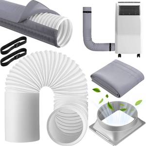 lot 15289 image: Pushglossy 3 Pcs Air Conditioner Hose Cover Wrap with 5.9 x 78.7 Air Conditioner Exhaust Hose Coupler Conditioning Accessory for 5.9 Diameter Exhaust Tube (Square)