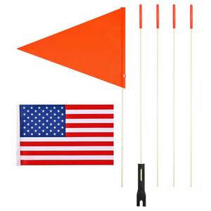 lot 15290 image: Upgraded Bike Flags with Pole 6 Feet High Visibility Orange Flags with Heavy Duty Fiberglass Flag Pole, Orange Flag and American Flag