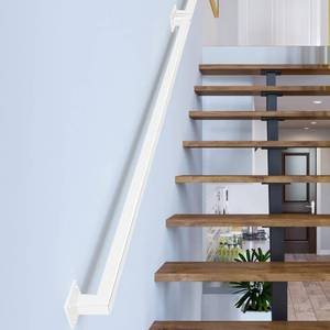 lot 15295 image: White Industrial Iron Hand Railing, Wall Support Handle for Indoor Stairs & Outdoor Decks, Non-Slip & Rust-Resistant (1.3FT)