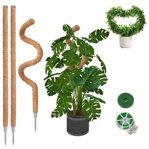 lot 15297 image: 3 Pack 50 Inch Bendable Moss Pole Monstera Plant Support, Tall Moss Ploles for Indoor Climbing Plants Coco Coir Sticks Support Stakes for Potted Plants DIY