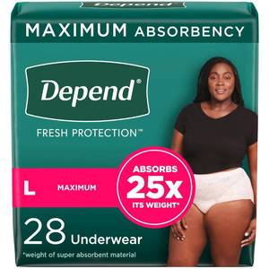 lot 15299 image: Depend Fresh Protection Adult Incontinence & Postpartum Bladder Leak Underwear for Women, Disposable, Maximum, Large, Blush, 28 Count, Packaging May Vary