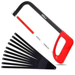 lot 15305 image: AIRAJ 12 In High-Tension Hacksaw with 24 TPI Bi-metal Blade and 10 Spare Hacksaw Blade,Hand Saw Suitable for Metal, Wood, PVC