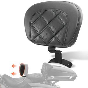 lot 15308 image: FOVPLUE Rider Backrest,Adjustable Driver Backrest Pad Kit fits for Harley Touring CVO Road Glide Road King Electra Glide Street Glide FLHR FLTRX FLHX FLHT 2009-2023,Double Black Stitching