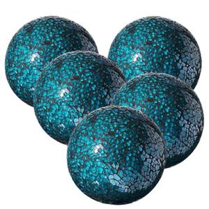 lot 15311 image: WHOLE HOUSEWARES  Decorative Balls for Centerpiece Bowls  Set of 5  Glass Mosaic Sphere  Diameter 3  HomeGardenKitchenLiving Room Decor  Decorative Balls for Bowls (Turquoise)