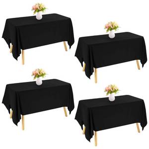 lot 15315 image: JALANCY 4 Pack Rectangle Tablecloth 60x126 Inch Black Washable Polyester Table Cover for Wedding Dining Table Buffet Parties Banquet Decoration��Black��