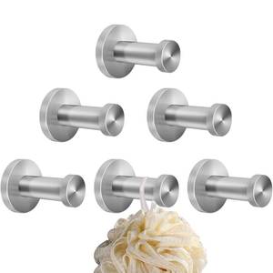 lot 16242 image: JIAPAIDUO 6 Pack Robe Hooks - Wall Mounted Stainless Steel Heavy Duty Hooks for Hanging Towels, Living Room, Kitchen, Entryway (Brush Nickel)
