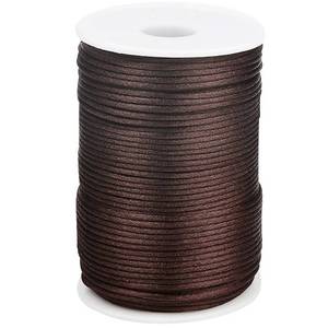 lot 16270 image: CABODYALS 100 Yards 2MM Dark Brown Trim Cord Smooth Soft Silk Nylon Satin String Rattail Soild Kumihimo Thread Bulk Rolls with Spool for Sewing Making Jewelry Bracelets Macrame Beading DIY Supply