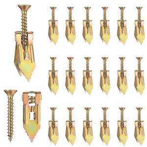 lot 16274 image: 50 Pcs Self Drilling Drywall Anchors with Screws Kit, Zinc Plated Steel Wall Anchors and Self Tapping Screws Heavy Duty, No Drill Or Holes in Wall, for TV, Shelf Straps, Bike, Cabinets