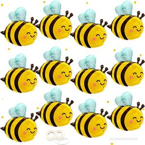 lot 16277 image: 12 PCS Bee Balloons for Baby Shower & Birthday Party Decorations - Bee Day Party, Honeycomb & Sunflower Theme - Bee Baby Shower Decor, Bee Party Supplies, Bee Decorations