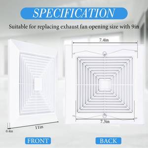 lot 16279 image: Baquler 1 Pcs Exhaust Bathroom Fan Cover Bathroom Ceiling Grille with Springs Plastic Replacement Vent Fan Fits Models 663 670 671 675 688 689 Ventilation Plastic Cover White (11 x 11)