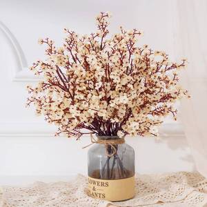 lot 16309 image: Yastouay 5 Pcs Fake Flowers Artificial Flowers, Real Touch Silk Flowers Faux Artificial Flowers for Decorations, Champagne Babys Breath Artificial Flowers Bulk for Spring Decor Floral Arrangement