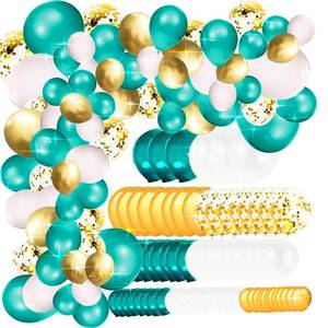 lot 16317 image: Teal Gold Birthday Party Decorations WomenTeal Gold Balloons Garland 131pcsTurquoise Teal Balloons Teal Birthday Teal Bridal Shower DecorationsTurquoise Wedding Decorations