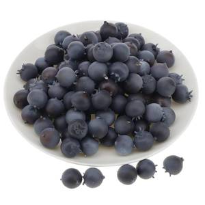 lot 16334 image: Quancru 100Pcs Artificial Blueberry Fake Blueberries DIY Fruit Decor Craft Model Lifelike Plate Basket Plant Living Room Dinning Table Cabinet