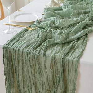 lot 16343 image: Sioloc 1 Pack Sage Green Cheesecloth Table Runner Spring Decor 10ft Boho Gauze Cheese Cloth Runner for Easter Tea Wedding Party Baby Bridal Shower Birthday St Patricks Day