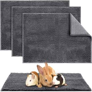 lot 16344 image: Amylove 4 Pcs Guinea Pig Cage Liner Guinea Pig Bedding Washable Fleece Pee Pads Reusable Small Animals Training Mat Small Animal Sleeping Bed for Bunny Hamster(Dark Gray,16 x 24 Inch)