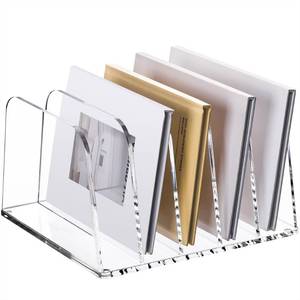 lot 1501 image: YUXUN Clear Acrylic Desktop File Sorter Organizer,Upright File Organizer, 5-Section Bookshelf for Home Office & Classroom
